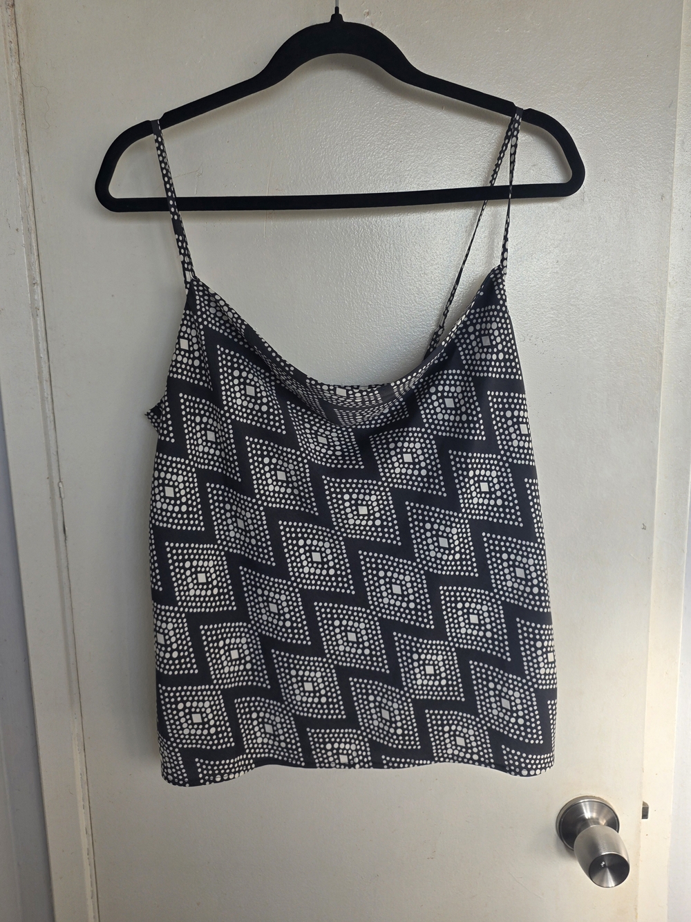 Banana Republic Black & White Geometric Cowl Neck Camisole